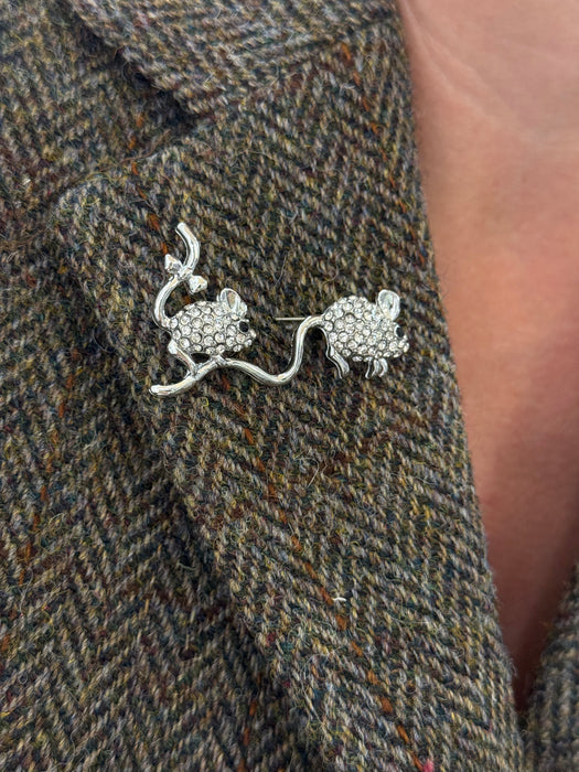 Double Mouse Brooch