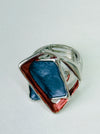 Adjustable enamnel ring with abstract design in blue and bronze tones - Gina Ring - Mix