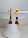 front view of art deco earrings