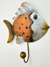 Side view of handmade copper metal fish hook.