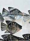 Back view of small copper reef fish shoal wall sculpture showing hanging structure
