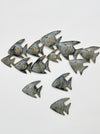 Crackle Angel Fish shoal wall art displayed with matching single fish for extended arrangement.