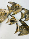 Back view of the metal crackle angel fish shoal wall sculpture showing hanging structure