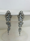 front view of vintage style crystal stone drop earrings
