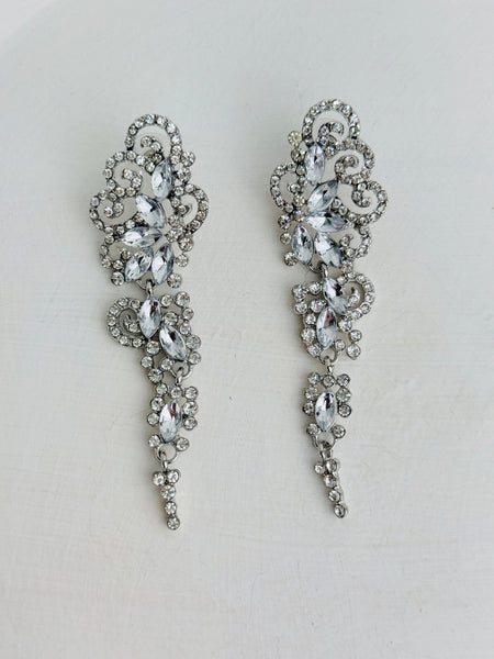vintage style crystal stone drop earrings