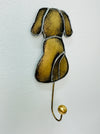 Side view of handmade metal dog wall hook.
