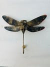 Back view of handmade turquoise dragonfly wall hook.