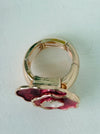 Rose gold ring with layered enamel flower in rose-gold.