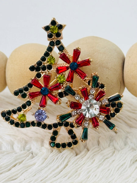 close-up of colourful brooch with crystals