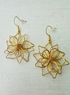 simple gold flower wire dangle earrings