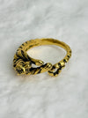 Gold toned tiger adjustable ring