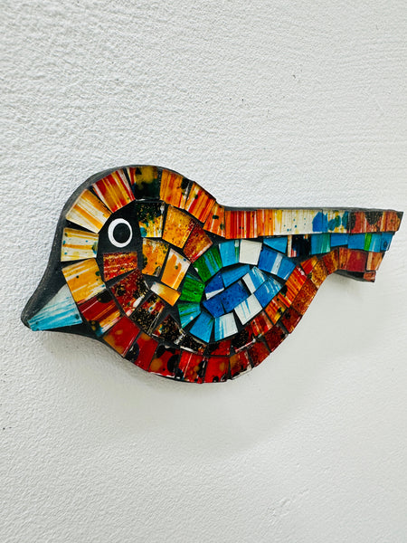 side angle of moaic bird wall art