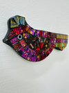 side angle view of mosaic bird wall art on mdf base