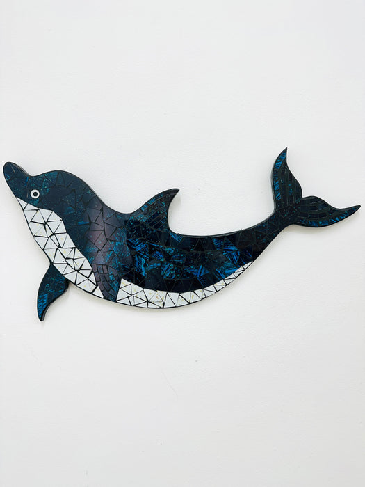 Glass mosaic dolphin wall art on mdf base
