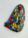 side angle of mosaic glass fish wall art