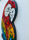 close-up of mosaic glass parrot 