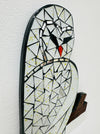 angled view of owl mosaic wall art 