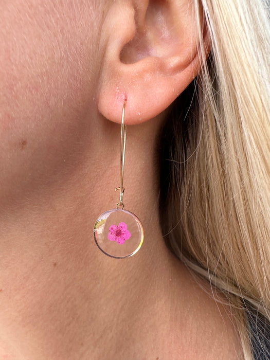 Flax Flower Earrings - Pink ~ ALL JEWELLERY 3 FOR 2