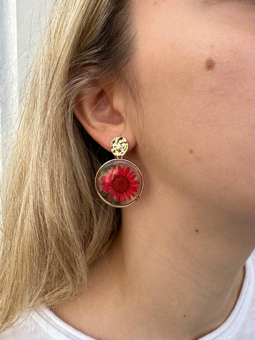 Daisy Earrings - Red ~ ALL JEWELLERY 3 FOR 2