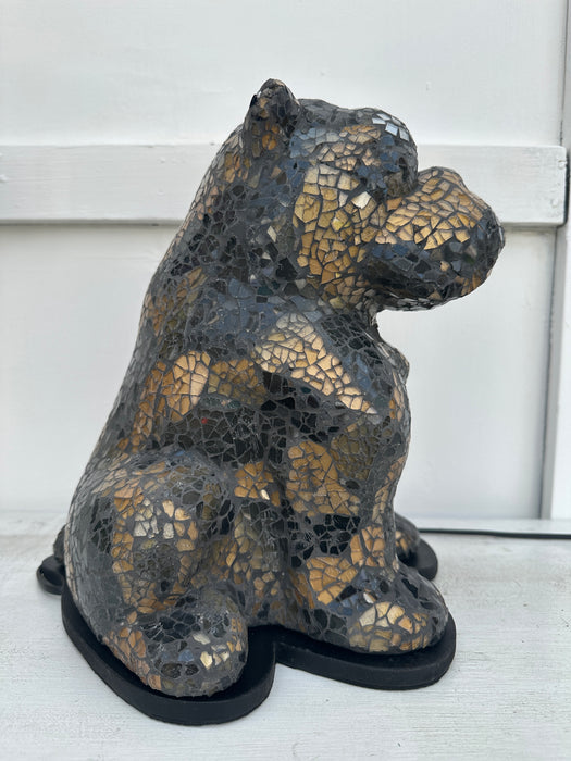Mosaic Buldog Lamp - Black Gold