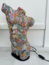 front view of mosaic man body lamp