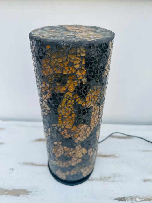 Mosaic Cylinder Lamp Small - Black Gold