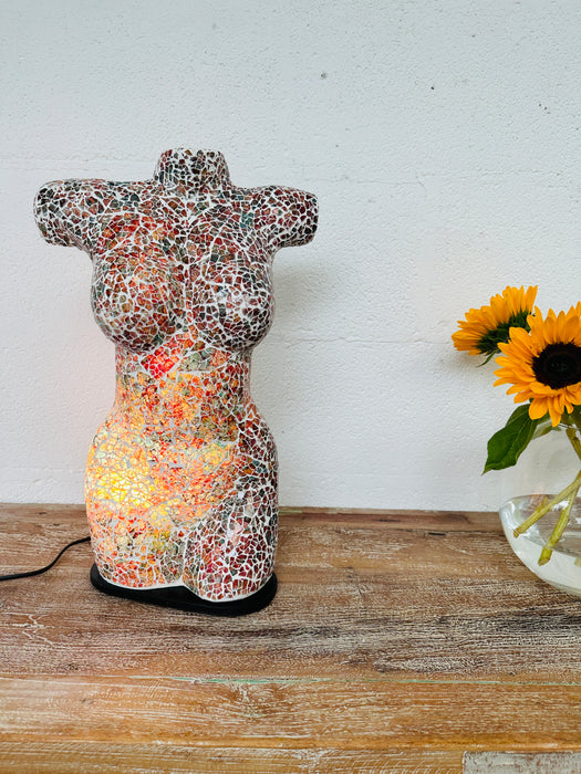 Mosaic Bust Lamp - Burgundy