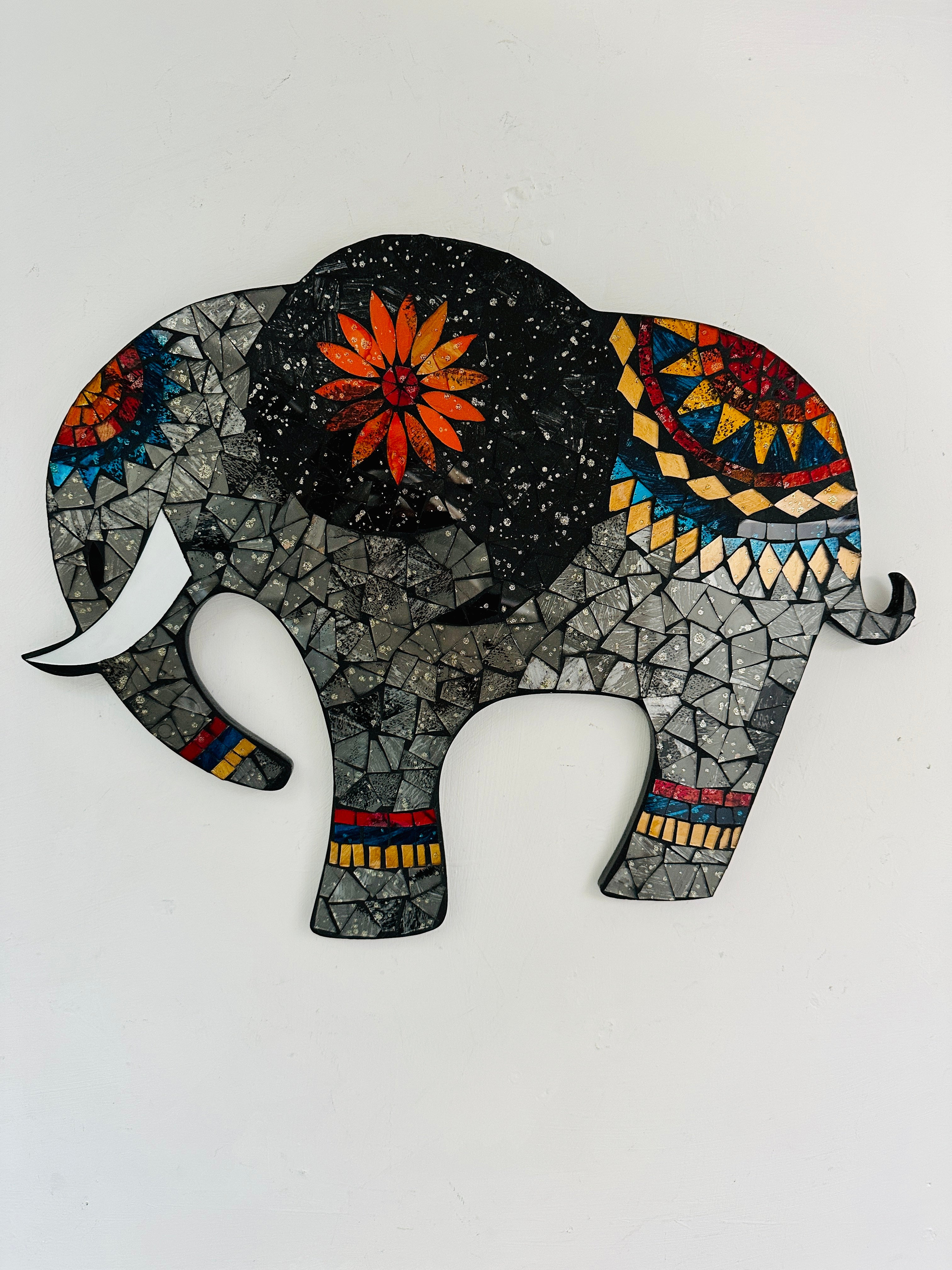 front view of mosaic elephant