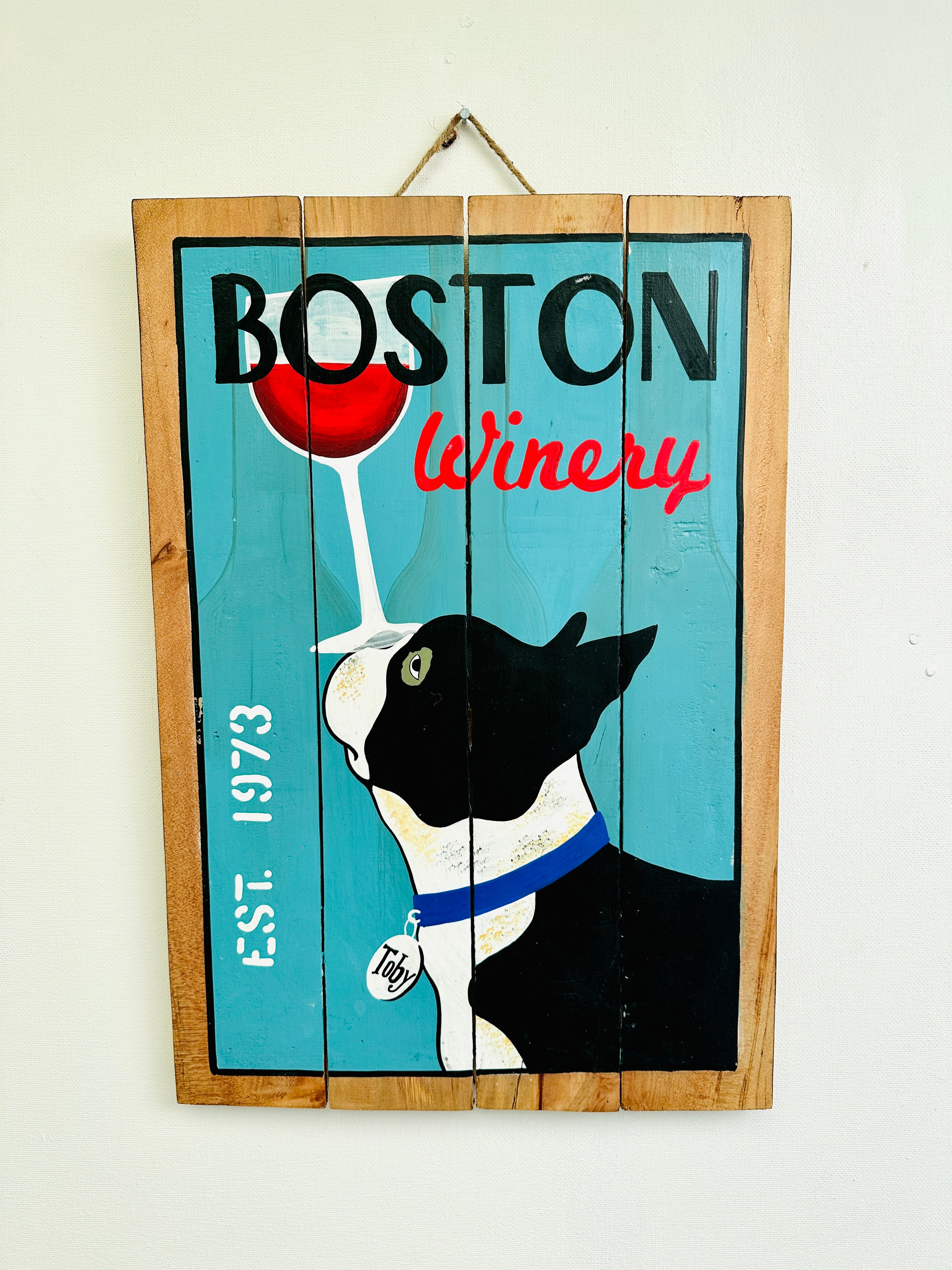 front view of wooden sign
