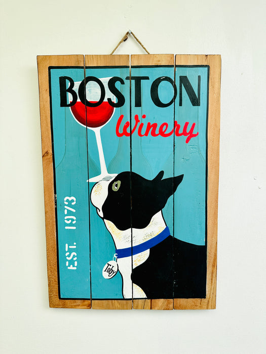 front view of wooden sign