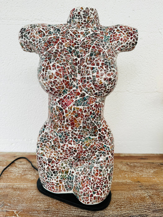 Mosaic Bust Lamp - Burgundy