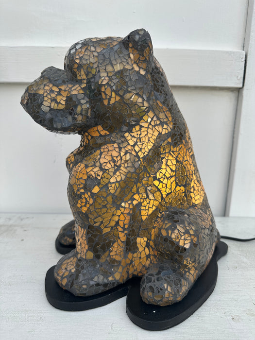Mosaic Buldog Lamp - Black Gold