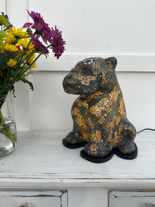 Mosaic Buldog Lamp - Black Gold