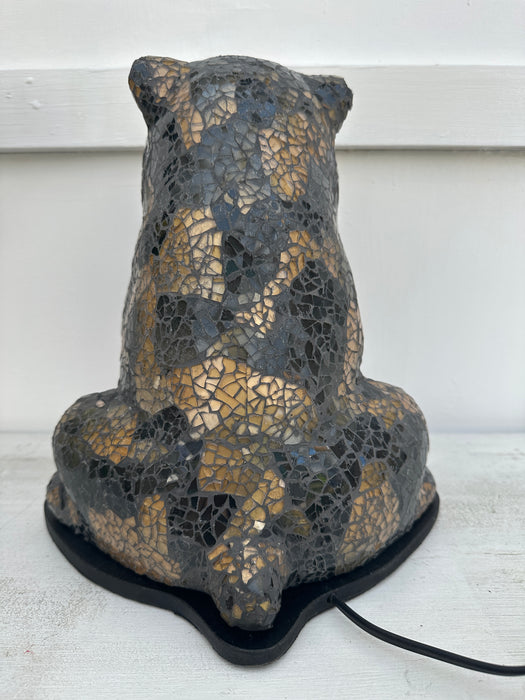 Mosaic Buldog Lamp - Black Gold