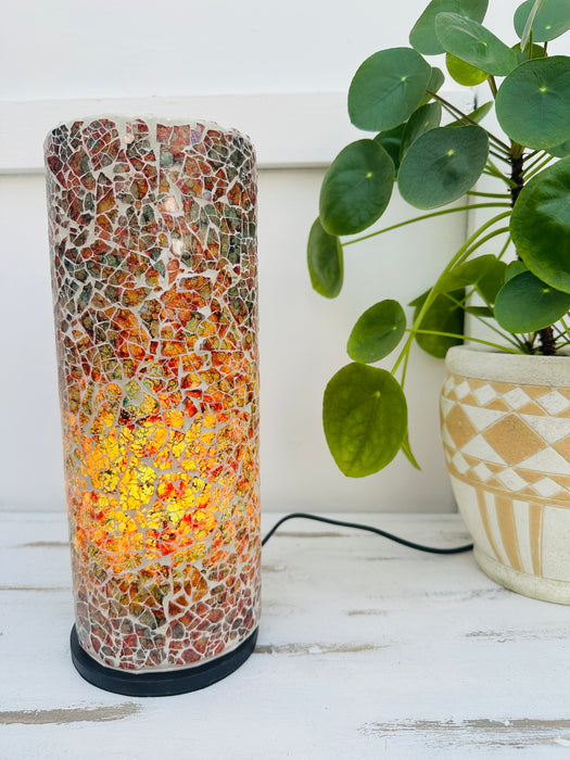 Mosaic Cylinder Lamp Small - Burgundy