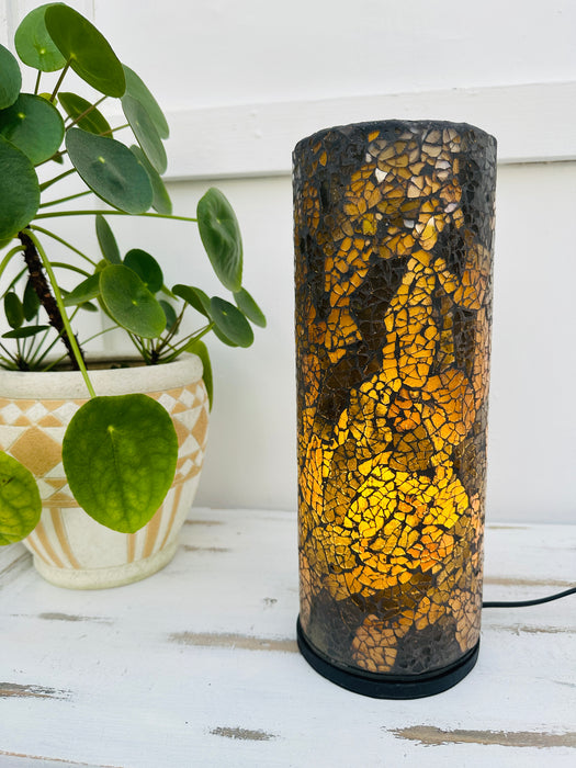 Mosaic Cylinder Lamp Small - Black Gold