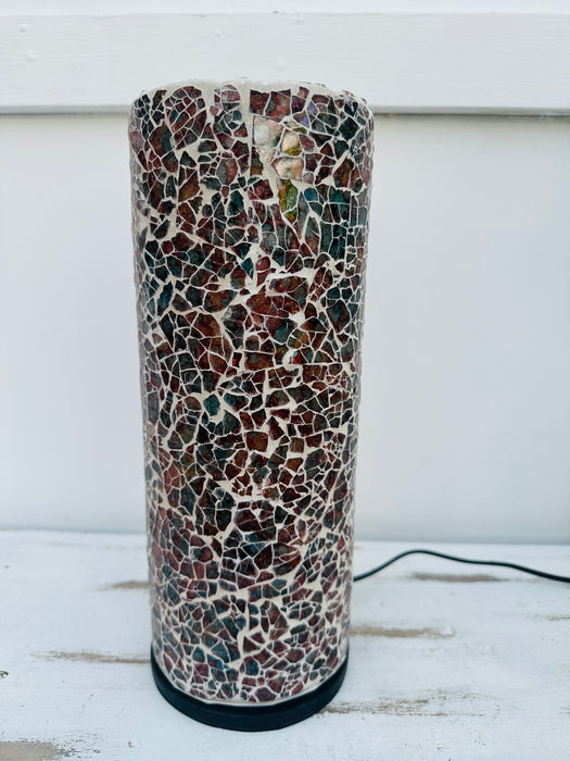 Mosaic Cylinder Lamp Small - Burgundy