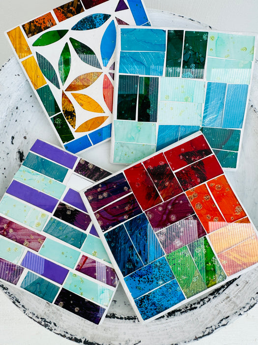 Square Peacock Mosaic Coaster - Multi