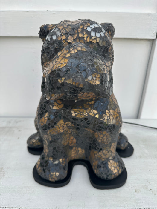 Mosaic Buldog Lamp - Black Gold