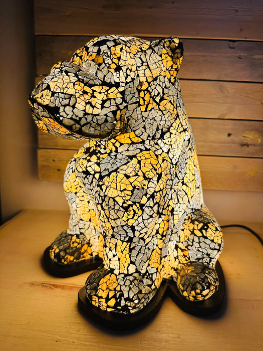 Mosaic Buldog Lamp - Black Gold