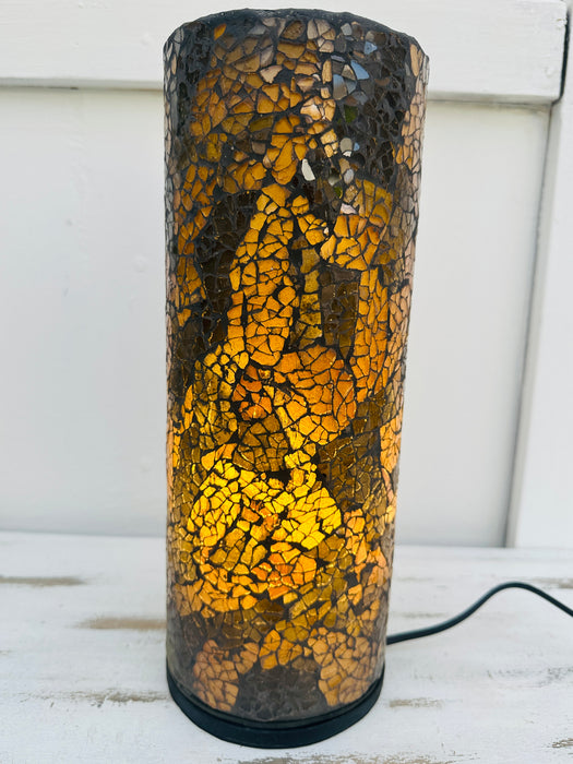 Mosaic Cylinder Lamp Small - Black Gold