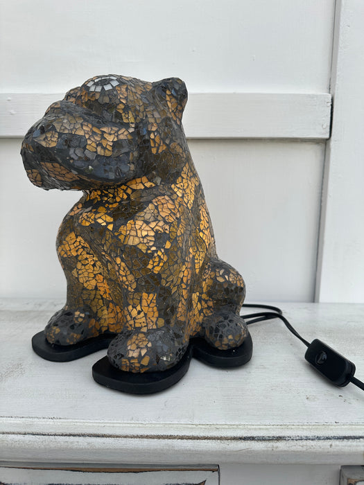 Mosaic Buldog Lamp - Black Gold