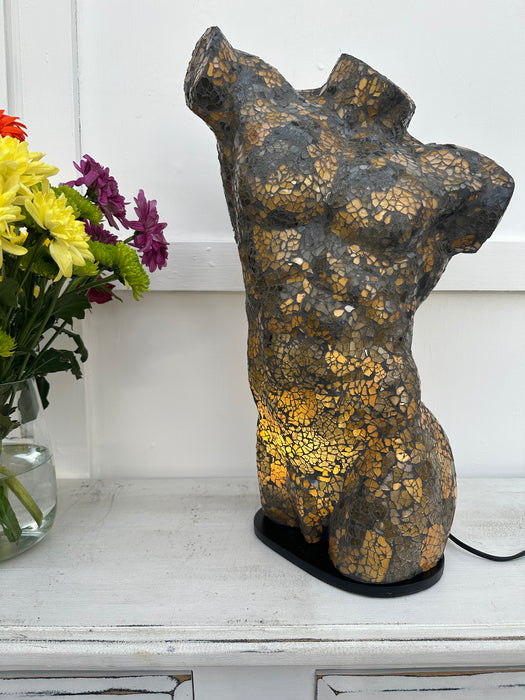 Mosaic Man Body Lamp - Black Gold