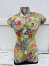 front view of mosaic man bust lamp with light off