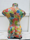 back view of mosaic man bust lamp with light off