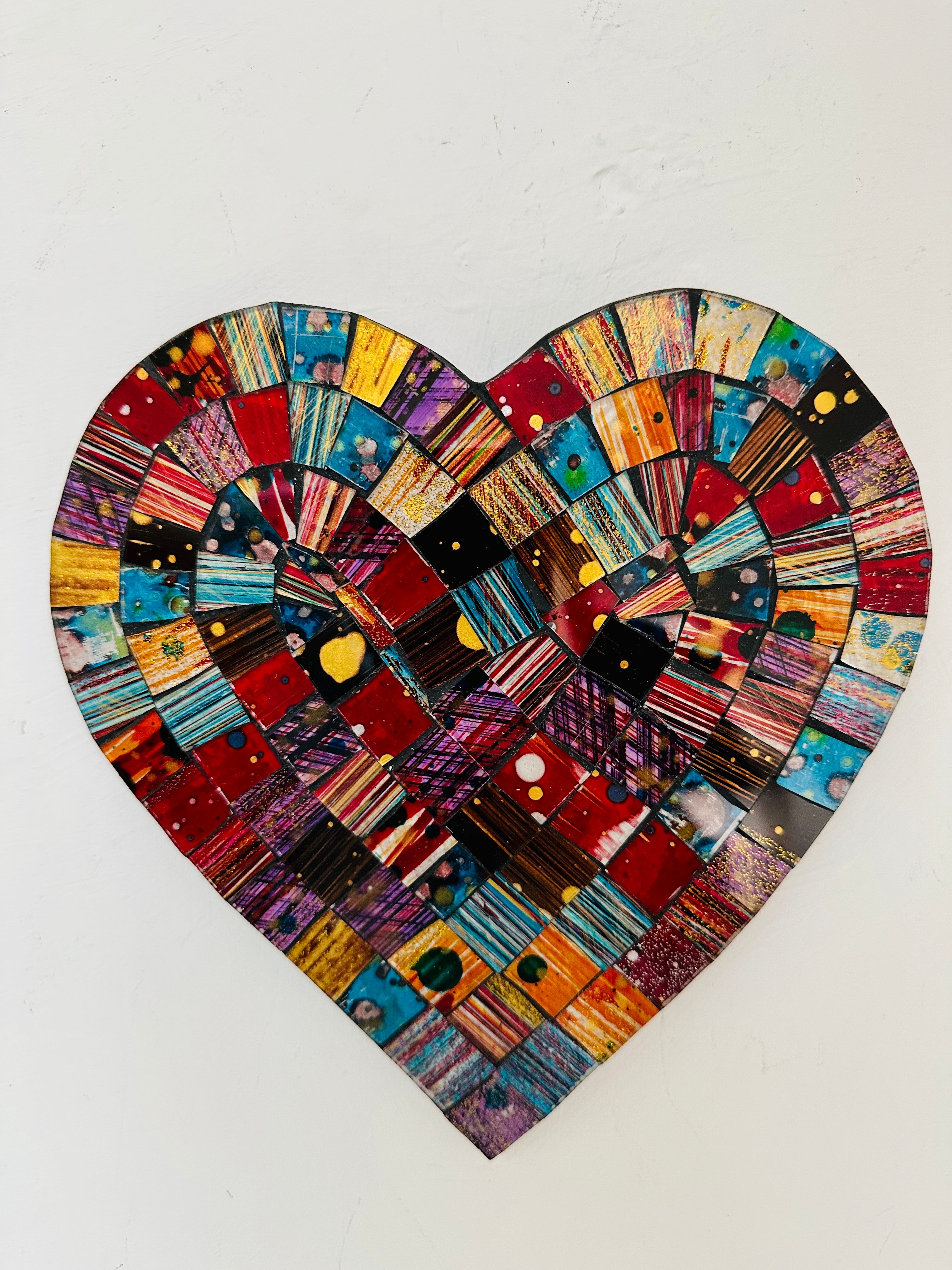 front view of mosaic heart 