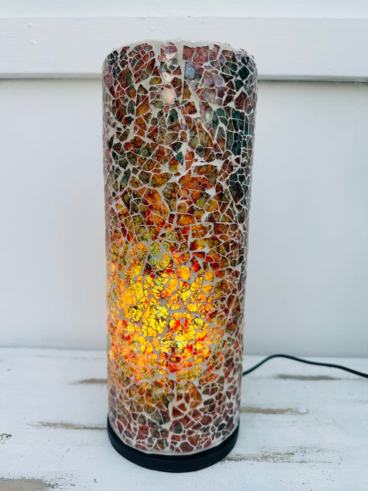 Mosaic Cylinder Lamp Small - Burgundy