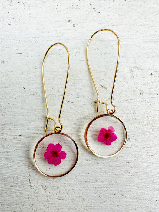 Flax Flower Earrings - Pink ~ ALL JEWELLERY 3 FOR 2