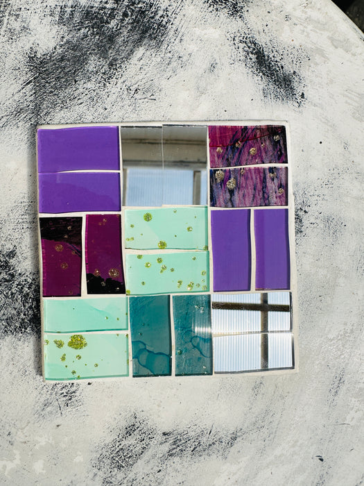 Square Mosaic Coaster - Mirror & Purple