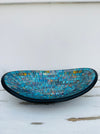 side view of mosaic oval bowl on white background